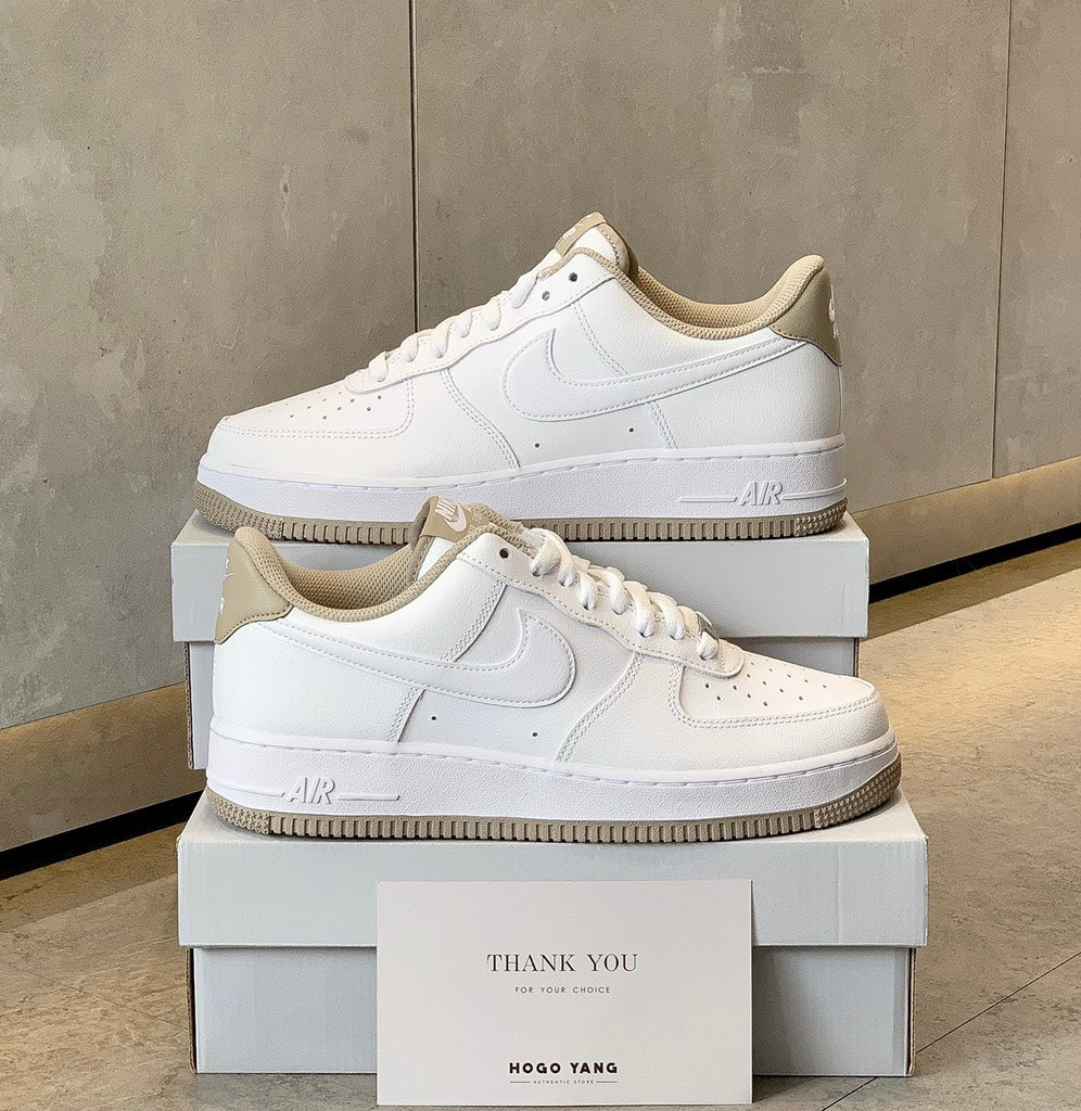 Hand-Crafted AF1 White/Taupe Custom Classic